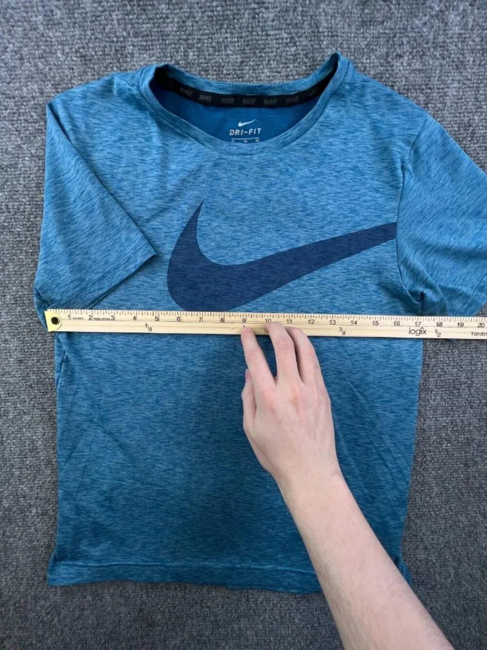 Nike Dri-fit XL 13-15 Blue Heather T Shirt Short Sleeve Polyester Activewear